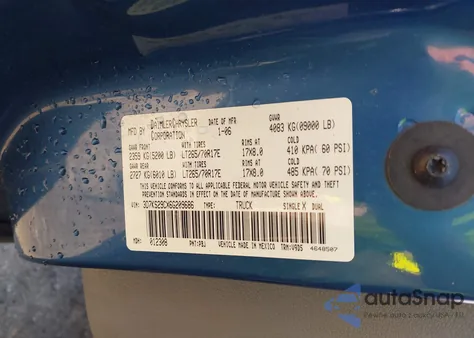 2006 Dodge Ram 2500 Slt z USA, uszkodzony, nr VIN 3D7KS29CX6G209686